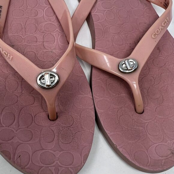 COACH Abbigail Rubber ROSE Turnlock Flip Flops Sz 7 - Picture 7 of 8